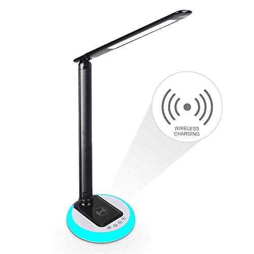 Preisvergleich Produktbild MKVERAYY Chreibtischlampe LED Tischlampe mit 3 verschiedenen Lichteinstellungen, 3 Farbtemperaturen mit eingebautem USB-Anschluss zum Aufladen von Smartphones schwarz