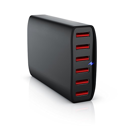CSL - USB Netzteil 60W 6-Port / Ladegerät mit 12000mA / 60 Watt (Schnellladeadapter)| 6-Port USB Ladeadapter / USB Charger | 5V DC USB Ladeadapter | effektiver Schutz vor Kurzschlüssen und Überlast | geeignet für Handys, Smartphones, Tablets uvm.