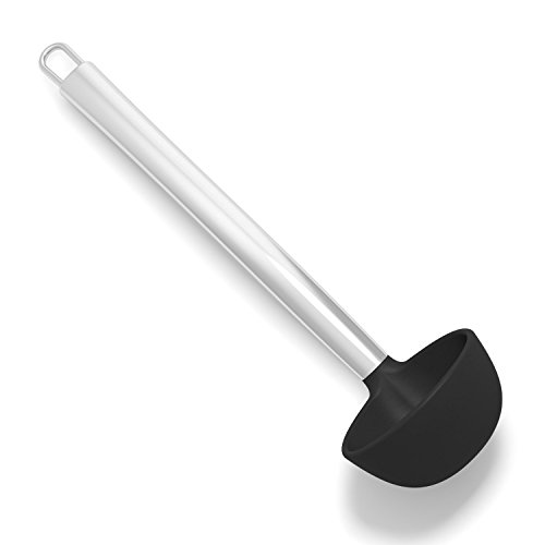 Silikon & Edelstahl Schwarze 118 ml Suppenkelle mit CoolGrip Griff & Flexedge Silikon von Cooler Kitchen (118 ml) - 2