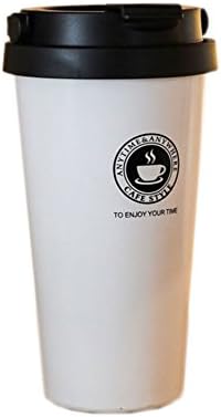 Coffee Cup Double 304 Stainless Steel Stretch Interior Thermos Cup Fashion Gift Cup 500ML,White