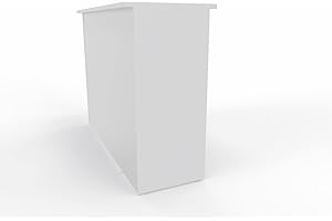 TICKOFFICE Bancone Reception lineare piano e fianchi in legno cm altezza 109 cm da negozio in melaminico, cassa e sale di attesa manifattura italiana alta qualità (l. 125cm, Bianco)
