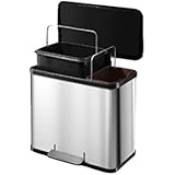 Hailo Trento Öko - Cubo de reciclaje doble, de acero inoxidable, 19 + 11 l