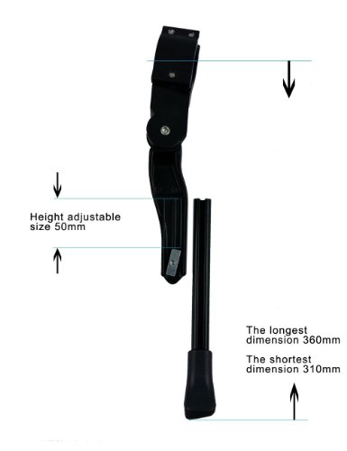 Topcabin® verstellbarer Fahrradständer mit Aluminiumlegierung, Seitenständer für 20 Zoll (51 cm), 24 Zoll (61 cm), 26 Zoll (66 cm) - 5