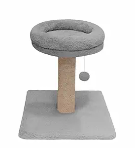 Mellifluous Fur Activity Cat Tree Scratching Post - Natural Sisal Tower for Kittens and Cat (Grey)