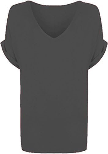Fashion 1st Blush Avenue® Womens Oversize Fit V Neck Top Ladies Baggy Plus Size Batwing Casual T Shirt Sizes 8-108