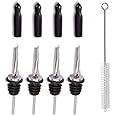 Rudra Exports Liquor Metal Pourers | Liquor Dispenser for Pouring Wine, Syrup & Olive Oil | Bartender Bottle Pourer with Tapered Spout | Fits Alcohol Bottles up to 1 Liter (Set of 4 Pcs)