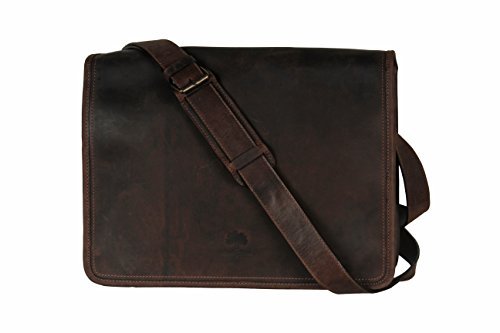 Handgemacht Ledertasche Umhängetasche Leder Notebooktasche Schultertasche Kuriertasche Mit Vintage und antikem Look Für Hochschule, Büro, Reise und Alltag . Ein Geschenk von indischen Handwerkern.