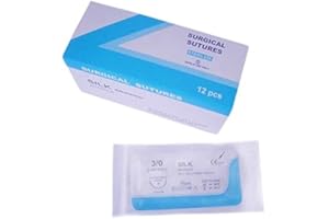 EXETON Lot de 12 fils de suture en soie pour étudiants en médecine, médecins, dentistes, infirmières et vétérinaires (5/0 USP)