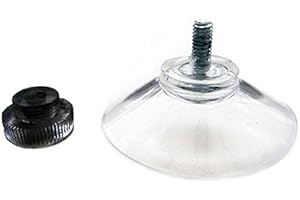 QG LTD Pack of 4 x 40mm (just over 1 1/2") Suction Cup with M4 Screw (7mm-8mm) with Black Ridged Nut Standard Thumb Screw Suckers, Plain, Clear Plastic/PVC by rubbersuckers UK. (Packet size x4)