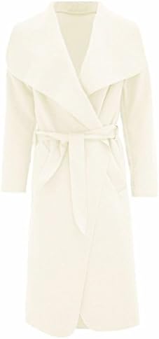 Comfylot Ltd® New Women's Italian Long Duster Coat French Belted Trench Waterfall Jacket (One Size Fit (UK size 8 - 16), Cream)