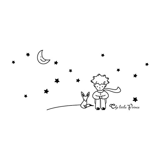 Oyedens Der Kleine Prinz Junge Wandaufkleberausgangsdekor Wand Abziehbilder SchöNen Sterne Mond (Schwarz) - 5