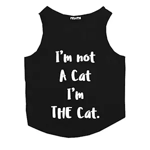 Ruse Summer Cat T-Shirt The Cat Printed Cotton Sleevless Cat Tank T-Shirt/Tee.Black/Size:-Medium