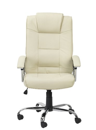 Alphason Houston Executive High Back Leather Chair - Cream