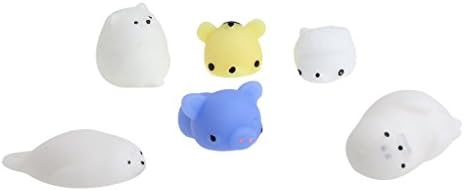 UncleS Pack of 6 Healing Toys, Mini Cute Seal Mouse Pig Tiger Squishy Squeeze, 1.57 x 1.18 x 0.98 inches, Stress Reliever Gift for Kids Boys Girls Adults
