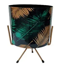 Cylindrical Shape Metal Pots with Stand | Table Planter, Flower Planter Home Decor Planter - C8