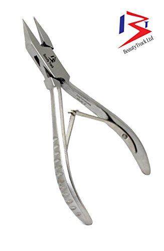 BeautyTrack® - Toenail Cutters clippers for ingrown toenails - Professional Heavy Duty Surgical Grade Stainless Steel Toe-nail Clipper Cutter For Thick and Ingrown Nails for Chiropodists, Podiatrists and Personal Use- Flame Point (5.25 inches)- Cut Design- Double Spring- Mirror Finish