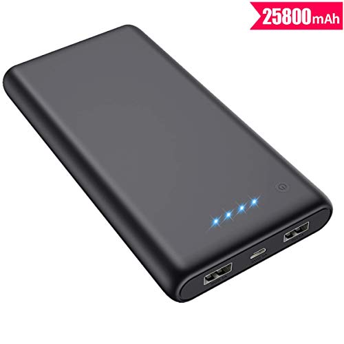 VOOE Batería Externa 25800mAh Carga Rápida Power Bank Cargador Portátil Móvil con 2 Puertos USB y 4 Indicadores de LED Power Bank Ultra Capacidad Cargador para Android Smartphones Tabletas y Más