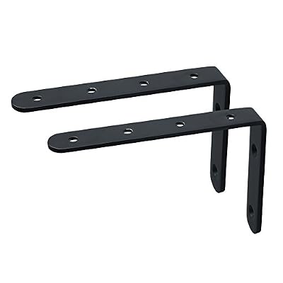 Sayayo Ej5217b-2p 4 mm d'épaisseur en acier inoxydable Heavy Duty "L" Angle de coin Brace Joint Équerre pour étagère murale à suspendre 150 x 100 mm/15,2 x 10,2 cm, Noir mat, 1 paire
