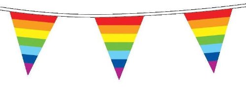 BUDILA® Wimpelkette Regenbogen 10m lang wetterfest aus Kunststoff