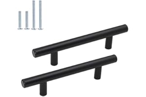 goldenwarm 10 Pack Black Cupboard Handles 96mm Hole Center Black Door Handles Stainless Steel Kitchen Cupboard Handles Black Drawer Handles Black Cabinet Handles Kitchen Door Handles