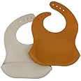 Aloonii Speckled Silicone Bib Set | 2 Pack | Neutral Colour Feeding Bibs (Speckled Clay and Speckled Stone)