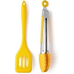 Taylors Eye Witness Pinces Jaunes en Silicone Et Tourneur Ensemble - Lave-Vaisselle Coffre-Fort. Solide Construction, Têtes Non-Rayures. Ensemble D'Outils De Cuisine D'Ustensiles Pratiques.