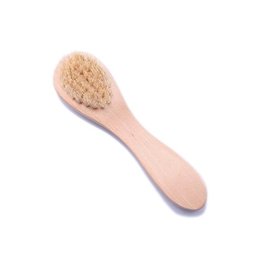 FUNLAVIE Face Brush Natural Bristle and Wood Facial Brush Complexion Cleansing Brush 5.7 Inches Long