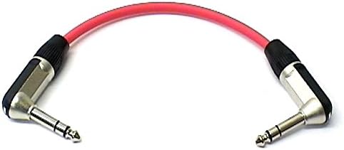 0.15m Patch Lead, Right Angled Stereo TRS 1/4" Jack - Re'an, Red