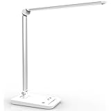 KNONEW Eye-Care Dimmable LED Table Lamp, Touch Control with USB Charger Port (Ultra-Slim Design, Eye-Caring LED, 6 Brightness Level + 2 Color Modes, Smart USB Charging Port, Energy-Efficient)