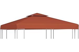 vidaXL Toile Supérieure Double de Belvédère Toit de Chapiteau Gazebo Jardin Terrasse Extérieur Protection Contre Le Soleil 310 g/m² 3x3 m Terre Cuite