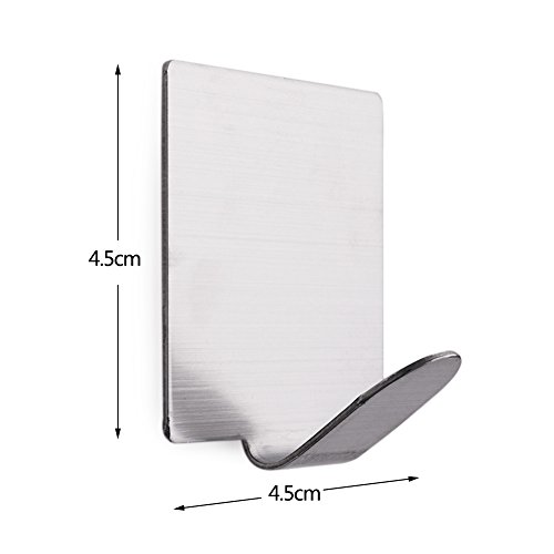 4 Stk 304 Edelstahl Selbstklebender Stab Wand Haken Aufhänger Halter Badezimmer Küche Handtuch Aufhänger Wandhalter Zeitgenössischer Stil, gebürstet Finish (Silber) - 5