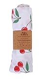 BabyButtons Tutti Frutti Edition-Organic Muslin Cotton Cute Print Swaddle Wrap for Baby (120 X 120 cm) (Cute Red Cherry)