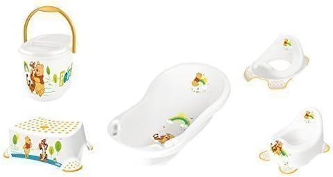Set of 5 Winnie Pooh White Bath + Potty Toilet +Stool +Diaper Pail New
