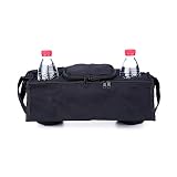 Tamaño: 36 x 12 x 13 cm. DaoRier Carrito organizador Buggy Bag universal Negro Bolso cambiador para bebé Cochecito con soporte para bebidas Taza plana