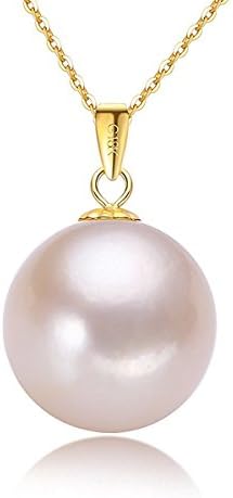 Pearl Pendant Necklace Freshwater Cultured Pearl with 750/18ct yellow-gold Necklace - White/Pink/Purple Pearl 3-COLORS AVAILABLE