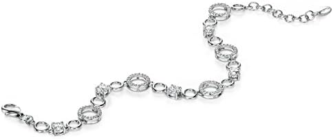 Women's Round CZ Bracelet with Pave Circles of 18-21cm