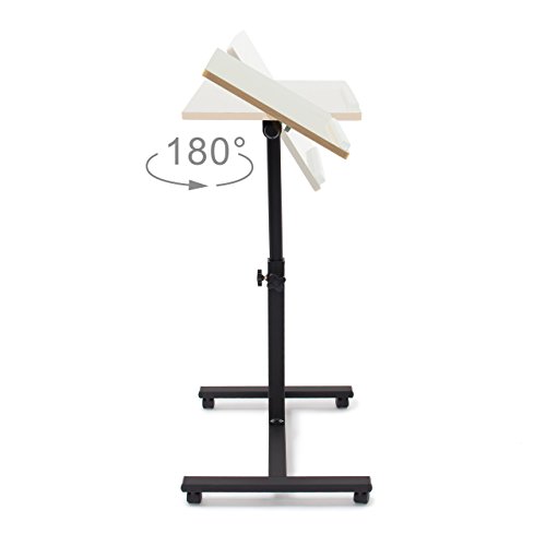 Relaxdays Laptoptisch höhenverstellbar H x B x T: 95 x 60 x 40,5 cm Sofatisch Beistelltisch mit Rollen samt Bremsen für Notebook mit Ablage für Maus hochglanz lackiert mit Antirutsch-Leiste, Eiche (natur) - 4