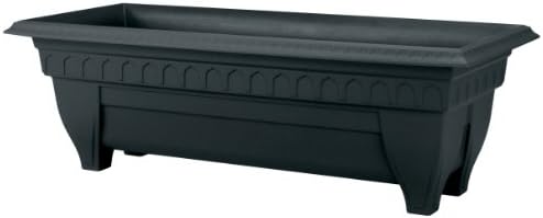 DCN Plastic1427BK Azura Rectangle Patio Planter, Black