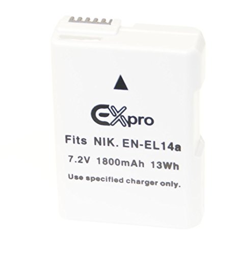 Ex-Pro    Nikon EN-EL14  EN-EL14  a       1800  mAh Ultra Capacity Power Plus   Lithium Li-Ion Batterie pour Appareil Photo Num  rique Nikon P7000  P7100  P7700  et DSLR D3000  D3100  D3200  D5000  D5100  D5200