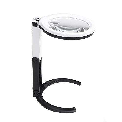 KKmoon Lupa 10   Luz de LED Lente de lupa de tipo de l  mpara de escritorio de mano y plegable 2x 120mm 5x 28mm para leer arreglar  etc