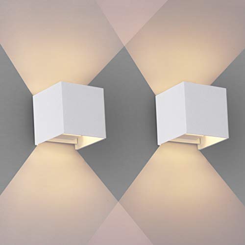 OOWOLF 2 Pezzi LED Lampada da Parete IP65 Impermeabile, Applique Moderna Lampadina G9 LED Sostituibile, Bianco Caldo 3000K per Esterno ed Interno, Portico, Bagno, Corridoio, Balcone (Bianco)