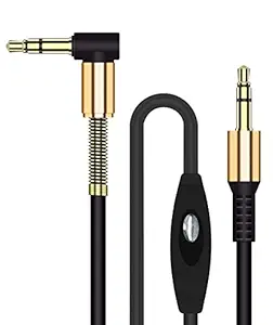TEQNEQ Trendy 3.5mm Aux Cable with Mic Male to Male Audio Cable, Inline Wire Control Button for Answer Phone Calls Support All Smartphone, Car Stereo, Headphone, Home Theatre, & All Devices