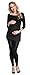 Happy Mama. Women's Maternity Stretch Jersey Top Shirt Mini Dress XS-3XL. 973p (Black, 12)