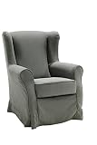 IDEAL PARA SALÓN HOGAR TAPIZADO Nadia Sillon orejero desenfundable Hara Gris