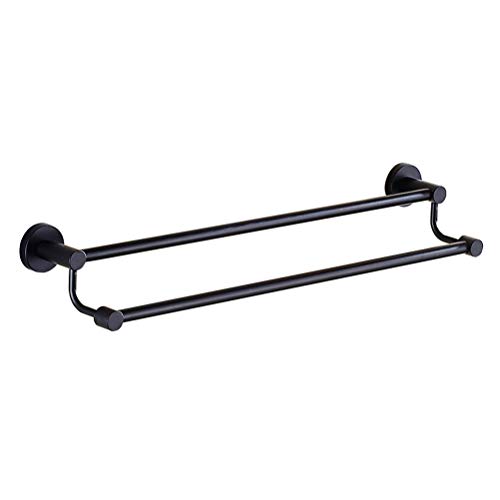 Yardwe Black Bathroom Double Towel Bar Stainless Steel Wall Mounted Towel Hanger Kitchen Dish Towel Bar Rack - 50cm