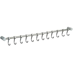 Dent-de-lion 12 Crochets Barre Ustensile Cuisine Support Mural Barre Cuisine Porte Ustensile Cintre Patère Tube Barre Serviette Manteau en SUS304 Acier INOX