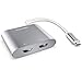 Price comparison product image kwmobile USB Type C dual HDMI Adapter - 3.1 Type-C display port to 2x HDMI 4k 30Hz multiport Hub - 2 in 1 Display splitter aluminium frame in silver