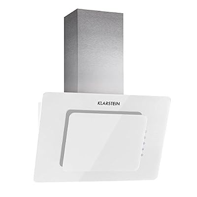 Klarstein Lorea - Hotte aspirante de luxe silencieuse avec panneau de commande tactile (350m³/h, 60cm, 2 lampes) - design moderne verre blanc