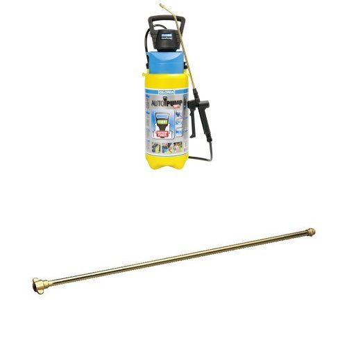 Gloria Drucksprüher Elektro Akku Drucksprühgerät 5L AutoPump, gelb + Messing-Verlängerungsrohr