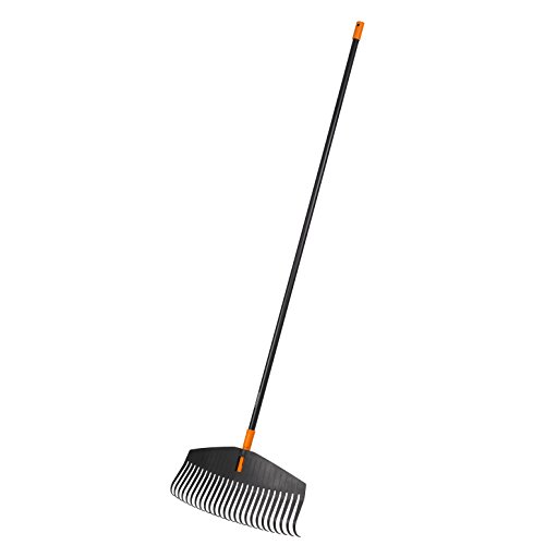 Fiskars Laubbesen, 25 Zinken, Breite 49 cm, Kunstoff-Zinken/Aluminium-Stiel, Schwarz/Orange, L, Solid, 1003465 - 2